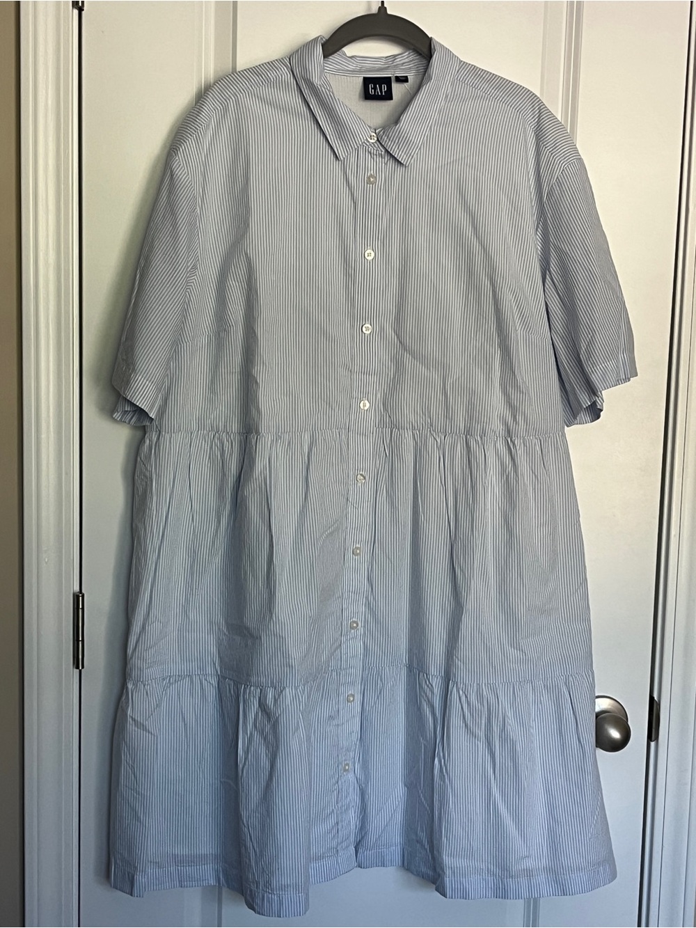 GAP Light Blue & White Stripe Mini Shirt Dress